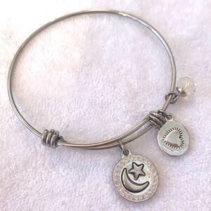Gratitude & Grace LA Moon & Star Charm Bracelet Silver Finish 2”- 3.5”